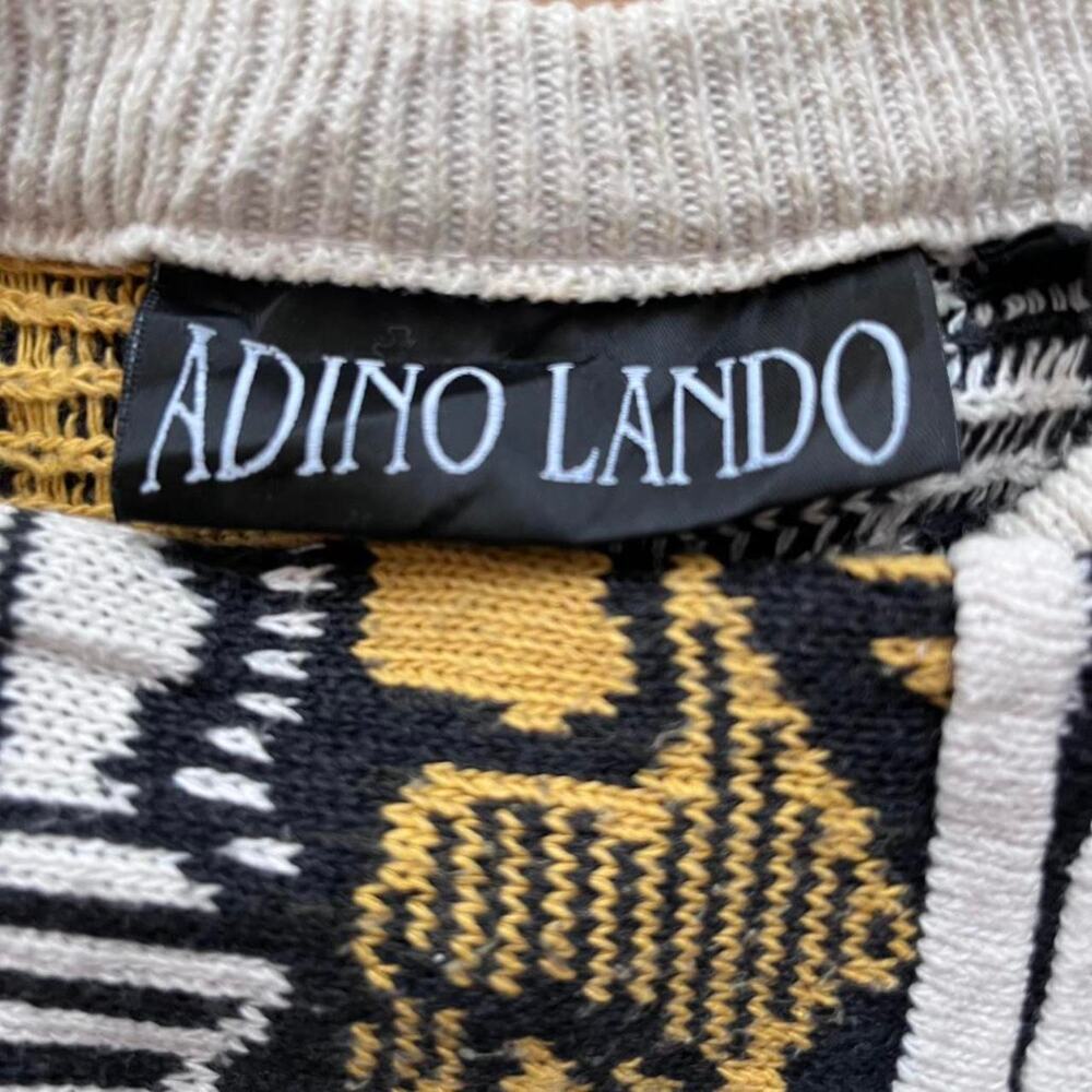 ADINO LANDO COOGO style Multicolor Red Yellow Sweater Geometric Knit Jumper L - Picture 3 of 5